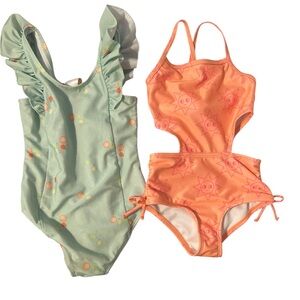 2 Cat & Jack Orange and green Piece Swim